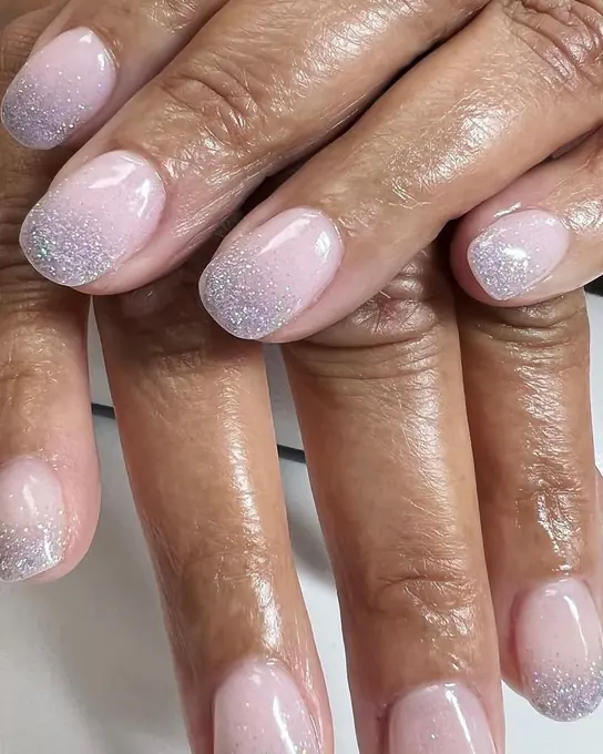 Pale pink set with a silver glitter fade